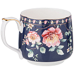 Кружка фарфоровая синяя с цветочным принтом 470 мл Flower Porcelain Collection варинант исполнения - 1 | Loft Concept в Орле