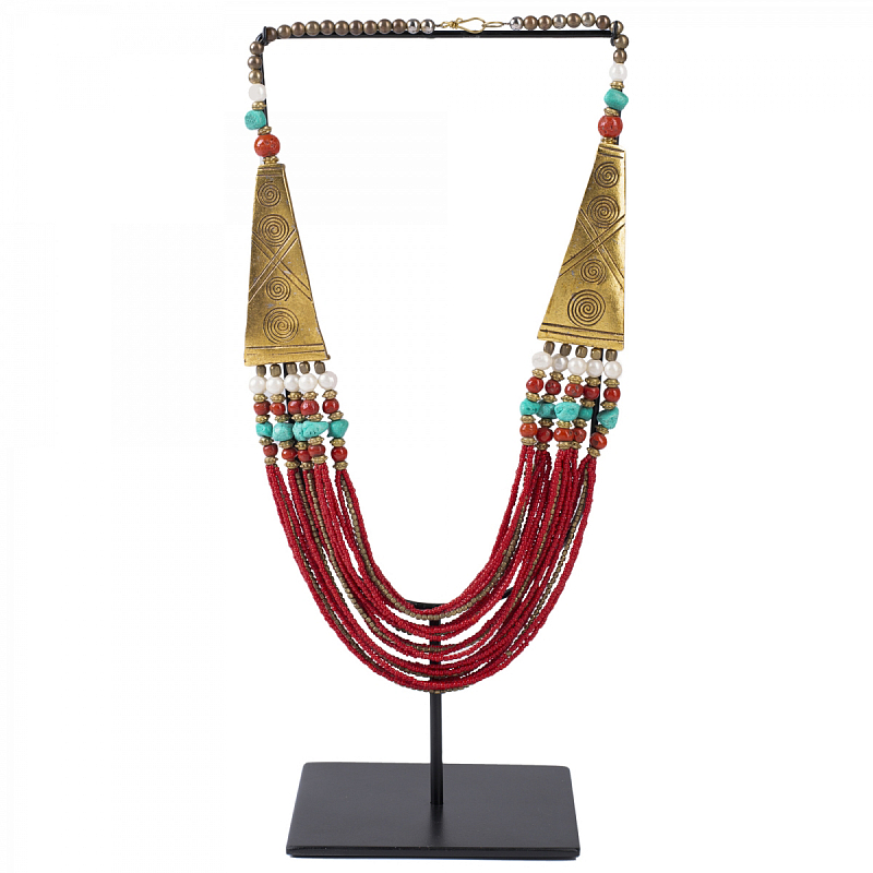 Ожерелье на подставке NECKLACE RED AND BRASS Латунь Красный Ожерелье на подставке NECKLACE RED AND BRASS Латунь Красный в Орле | Loft Concept