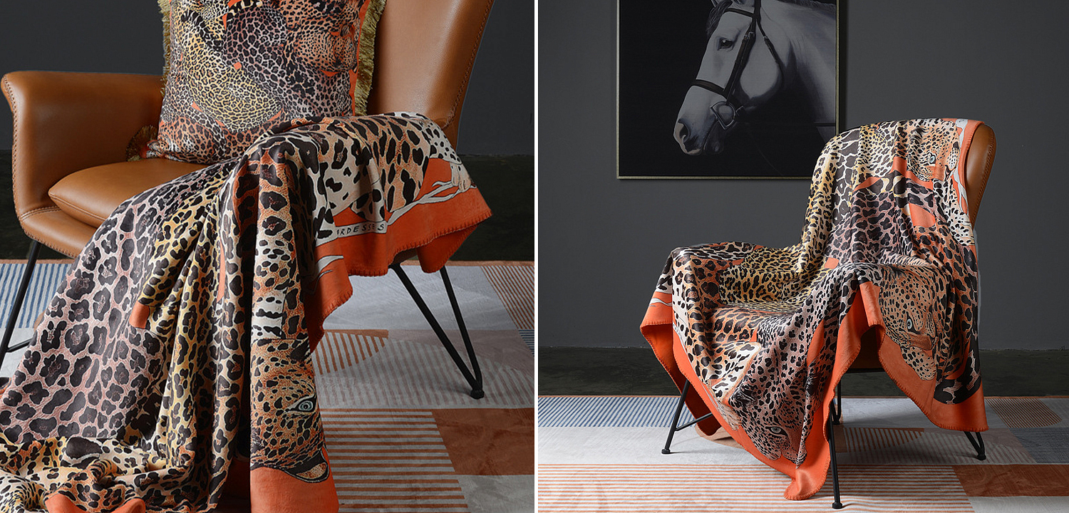 Плед Hermes Leopards Orange Плед Hermes Leopards Orange - Loft-Concept в Орле