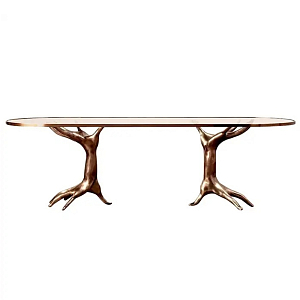 Обеденный стол с фигурным декором бронзового цвета Dichotomy racetrack