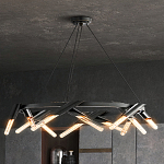 Люстра круглая с трубчатыми лампочками Vanguard Circle варинант исполнения - 3 | Loft Concept в Орле