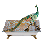Блюдо квадратное с павлином на бронзовых ножках Eden Garden варинант исполнения - 3 | Loft Concept в Орле