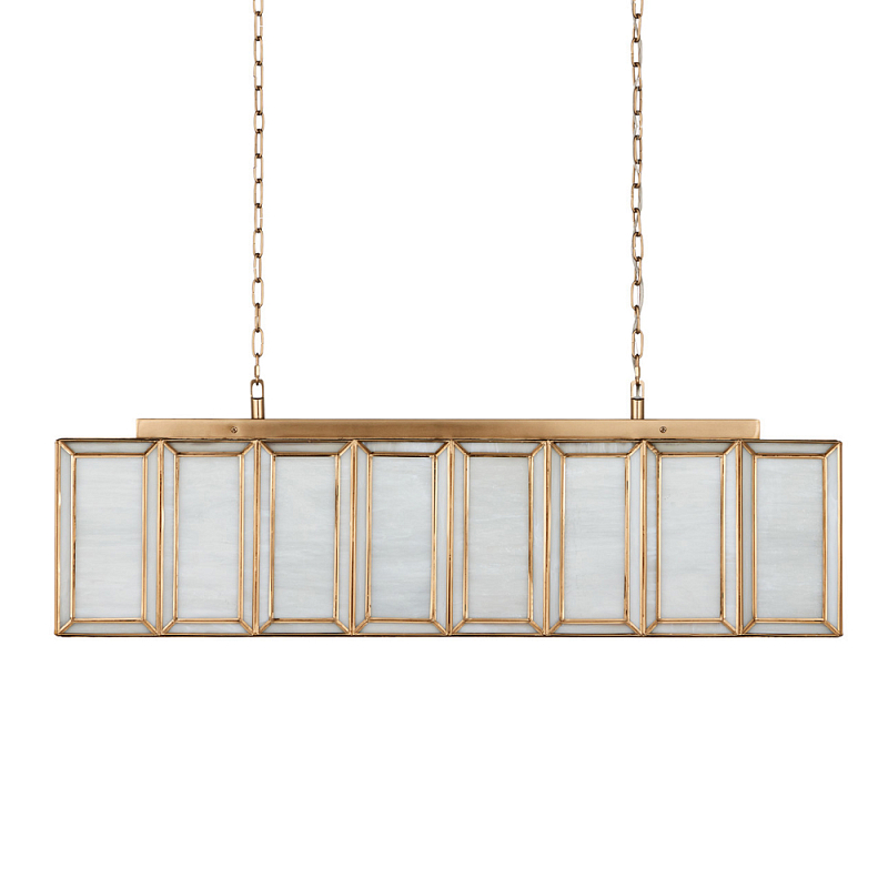 Люстра прямоугольная с каркасом золотого цвета Soft Glow Lamps Золотой Молочный в Орле | Loft Concept 