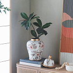 Ваза с нежным цветочным узором в пастельных тонах и крышкой с золотым акцентом Chinoiserie Ceramics варинант исполнения - 6 | Loft Concept в Орле