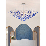 Люстра овальная с синими стеклянными подвесками в форме капель FAIRYTREE Light варинант исполнения - 3 | Loft Concept в Орле