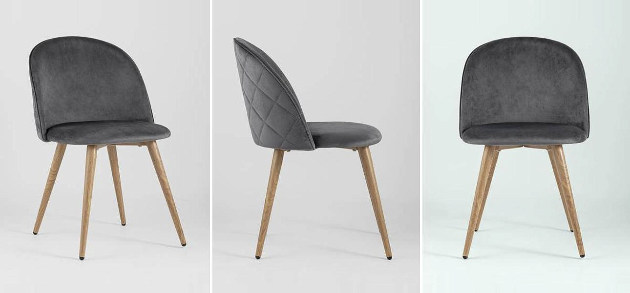 Стул Miruna Chair Спинка Ромбы Серый Велюр Стул Miruna Chair Спинка Ромбы Серый Велюр - Loft-Concept в Орле