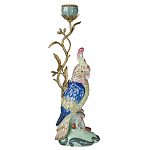 Подсвечник в образе попугая из фарфора с бронзовыми элементами Eden Garden варинант исполнения - 1 | Loft Concept в Орле