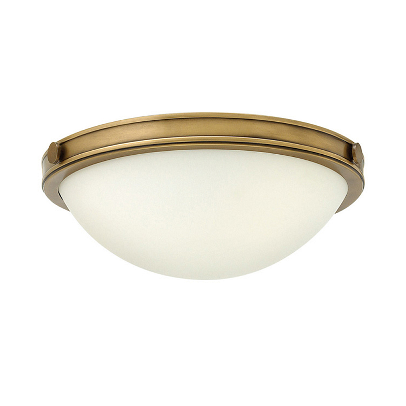 Потолочный светильник цвета латунь с полусферическим матовым белым плафоном Hinkley Латунь Белый в Орле | Loft Concept 