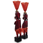 Комплект из 2-х деревянных статуэток Asmat Red Straw Headdress Statuettes Red Gold варинант исполнения - 2 | Loft Concept в Орле