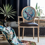 Полукресло из массива бука с сиденьем из экокожи и цветочным принтом на спинке Chinoiserie Garden Chair варинант исполнения - 5 | Loft Concept в Орле