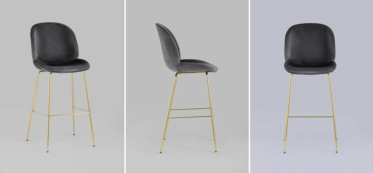 Барный Стул Серый Велюр Vendramin Chair Барный Стул Серый Велюр Vendramin Chair - Loft-Concept в Орле