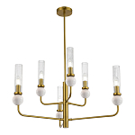 Люстра с 6-ю плафонами в форме стеклянных трубок и мраморных декоративных элементов Montreal варинант исполнения - 4 | Loft Concept в Орле