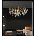 Люстра черная с прозрачными стеклянными подвесками в форме капель FAIRYTREE Light варинант исполнения - 5 | Loft Concept в Орле