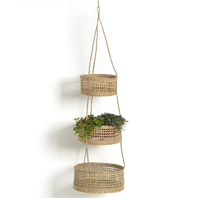 Подвесные плетеные корзины для цветов Musa Wicker Baskets Бежевый в Орле | Loft Concept 
