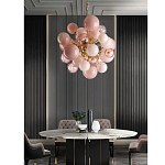 Люстра розовые шары на золотом каркасе Pink Light Bubbles варинант исполнения - 3 | Loft Concept в Орле