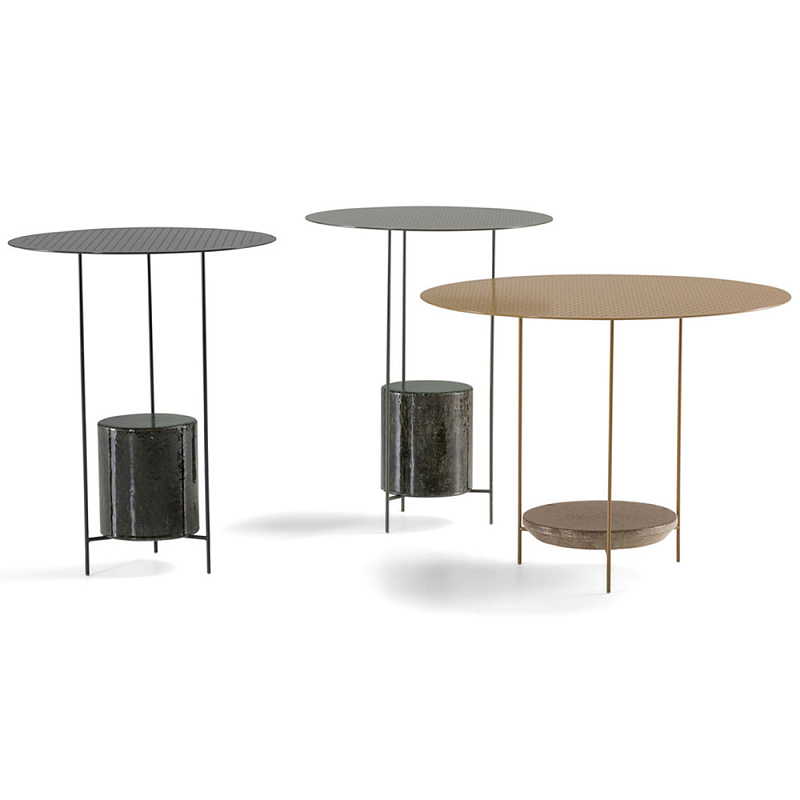 Дизайнерский круглый кофейный стол из металла с мраморным декором PANNA COTTA Coffee Table Черный Золотой Дизайнерский круглый кофейный стол из металла с мраморным декором PANNA COTTA Coffee Table Черный Золотой в Орле | Loft Concept