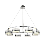 Люстра светодиодная с 8-ю прозрачными плафонами цилиндрической формы из акрила и стекла с пультом для регулировки света Glass Lamp Chromium варинант исполнения - 2 | Loft Concept в Орле