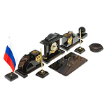 Настольный письменный набор с часами из природного камня обсидиана National Еmblem варинант исполнения - 2 | Loft Concept в Орле