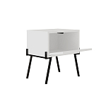 Прикроватная тумба белая с откидной резной дверцей на 4-х металлических ножках NAIVE NIGHTSTAND WHITE варинант исполнения - 1 | Loft Concept в Орле