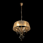 Люстра подвесная круглая с тканевым полупрозрачным абажуром и подвесками 4 лампы Gilded Elegance варинант исполнения - 3 | Loft Concept в Орле
