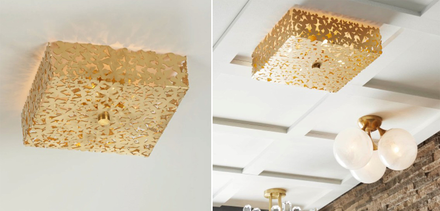 Светильник квадратный с золотыми бабочками Tommy Mitchell Square Butterfly Flush-Mount Light Светильник квадратный с золотыми бабочками Tommy Mitchell Square Butterfly Flush-Mount Light - Loft-Concept в Орле