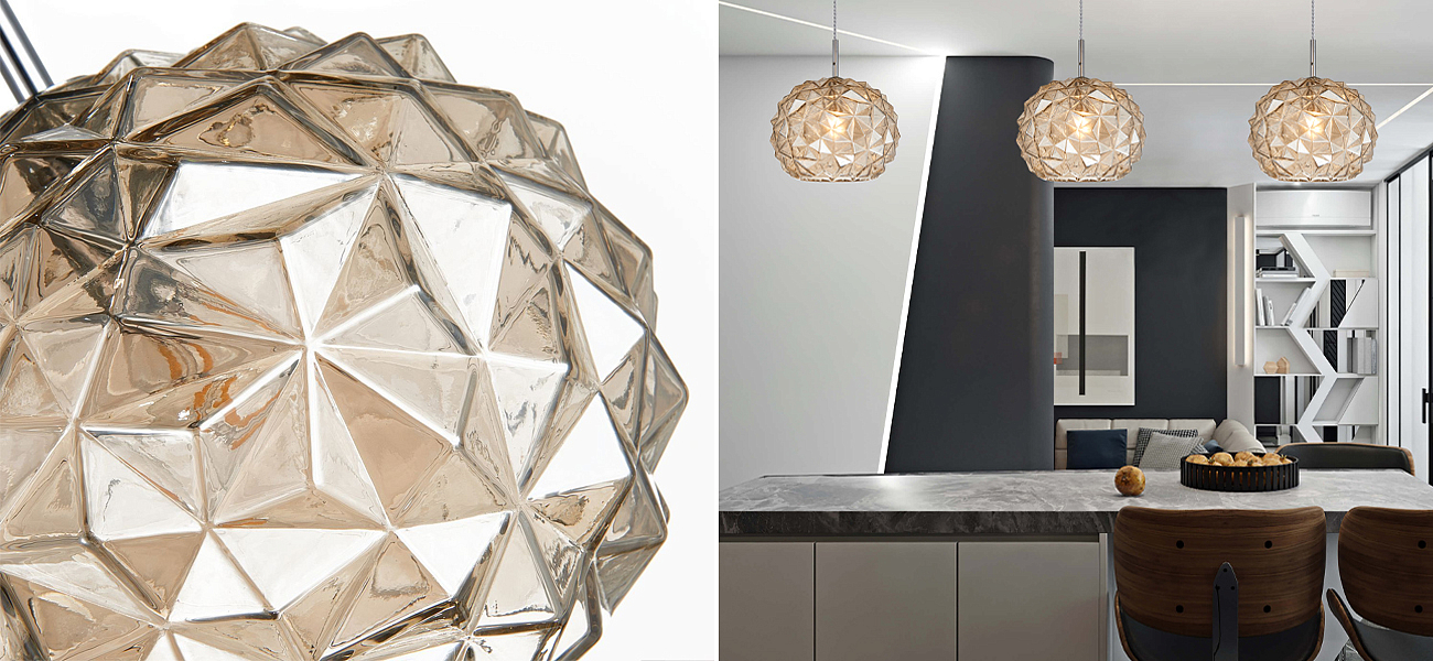 Подвесной светильник коньячного цвета Geometry Glass Подвесной светильник коньячного цвета Geometry Glass - Loft-Concept в Орле