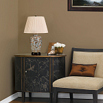 Настольная лампа с фарфоровым основанием нежно голубого цвета с золотистым цветочным рисунком и бежевым плиссированным абажуром Elstead Lighting варинант исполнения - 5 | Loft Concept в Орле