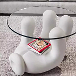 Дизайнерский журнальный стол с круглой прозрачной столешницей на белом фигурном основании Luqak варинант исполнения - 2 | Loft Concept в Орле