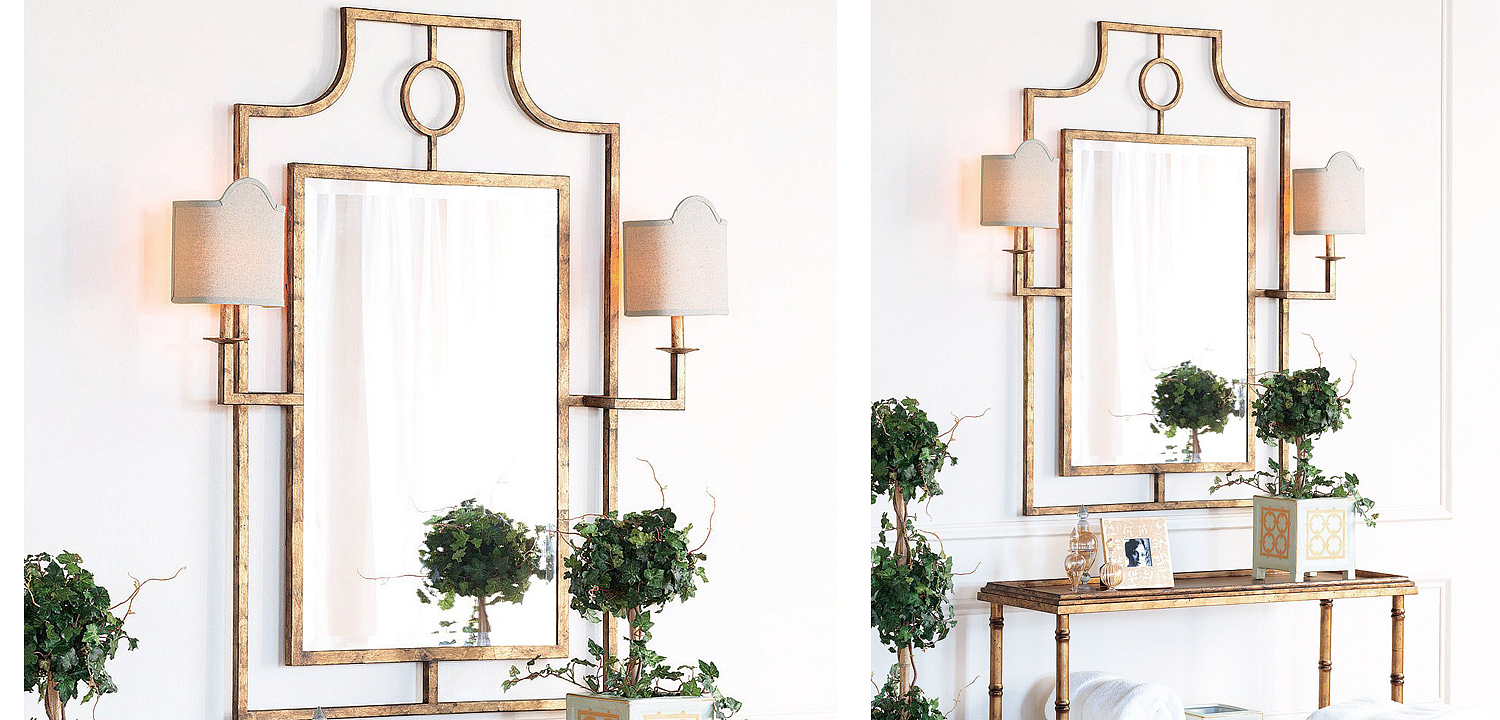 Зеркало с бра Mirror with Sconces Dairile Gold Зеркало с бра Mirror with Sconces Dairile Gold - Loft-Concept в Орле