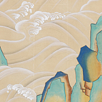 Обои ручная роспись Matsushima Waves Kano on Edo Straw India tea paper варинант исполнения - 2 | Loft Concept в Орле