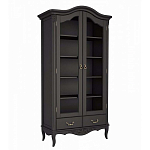 Шкаф книжный черный из массива бука со стеклянными дверцами и 5-ю полками Black Provence варинант исполнения - 1 | Loft Concept в Орле