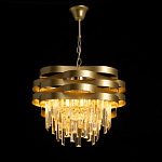 Люстра цвета матового золота с металлическими лентами и длинными прозрачными подвесками Gilded Waves варинант исполнения - 3 | Loft Concept в Орле