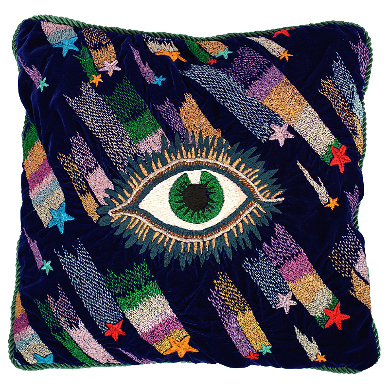 Декоративная подушка с вышивкой стиль Gucci Eye Cushion Фиолетовый Мульти в Орле | Loft Concept 