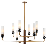 Люстра на штанге с 8-ю цилиндрическими матовыми плафонами и шарами из камня Orb Essence варинант исполнения - 5 | Loft Concept в Орле