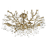 Потолочная люстра в виде ветвей деревьев золотого цвета с прозрачными подвесками-каплями Droplet Chandelier варинант исполнения - 3 | Loft Concept в Орле