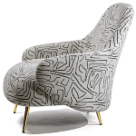 Кресло мягкое с принтом на золотистых ножках Onlooker варинант исполнения - 1 | Loft Concept в Орле