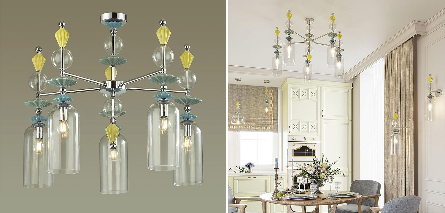 Люстра Iris Glass Chandelier candy 5 chrome Люстра Iris Glass Chandelier candy 5 chrome - Loft-Concept в Орле