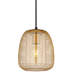 Подвесной светильник со стеклянным плафоном цилиндрической формы и металлической сеткой Metal Mesh Gold варинант исполнения - 1 | Loft Concept в Орле