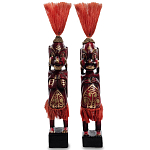 Комплект из 2-х деревянных статуэток Asmat Red Straw Headdress Statuettes Red Gold варинант исполнения - 1 | Loft Concept в Орле
