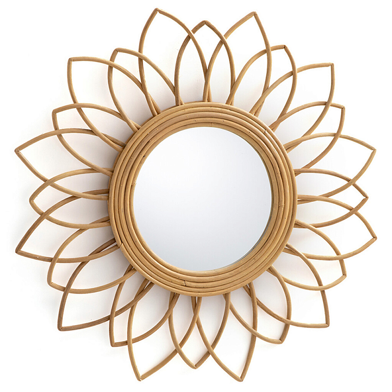 Зеркало из ротанга в форме цветка WICKER MIRROR 65 Бежевый Зеркало из ротанга в форме цветка WICKER MIRROR 65 Бежевый в Орле | Loft Concept