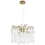 Люстра подвесная круглая в виде ветвей деревьев бронзового цвета с прозрачными подвесками-каплями Droplet Chandelier варинант исполнения - 3 | Loft Concept в Орле