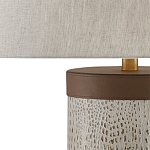 Настольная лампа с тканевым абажуром и основанием из кожи Leather Column варинант исполнения - 1 | Loft Concept в Орле