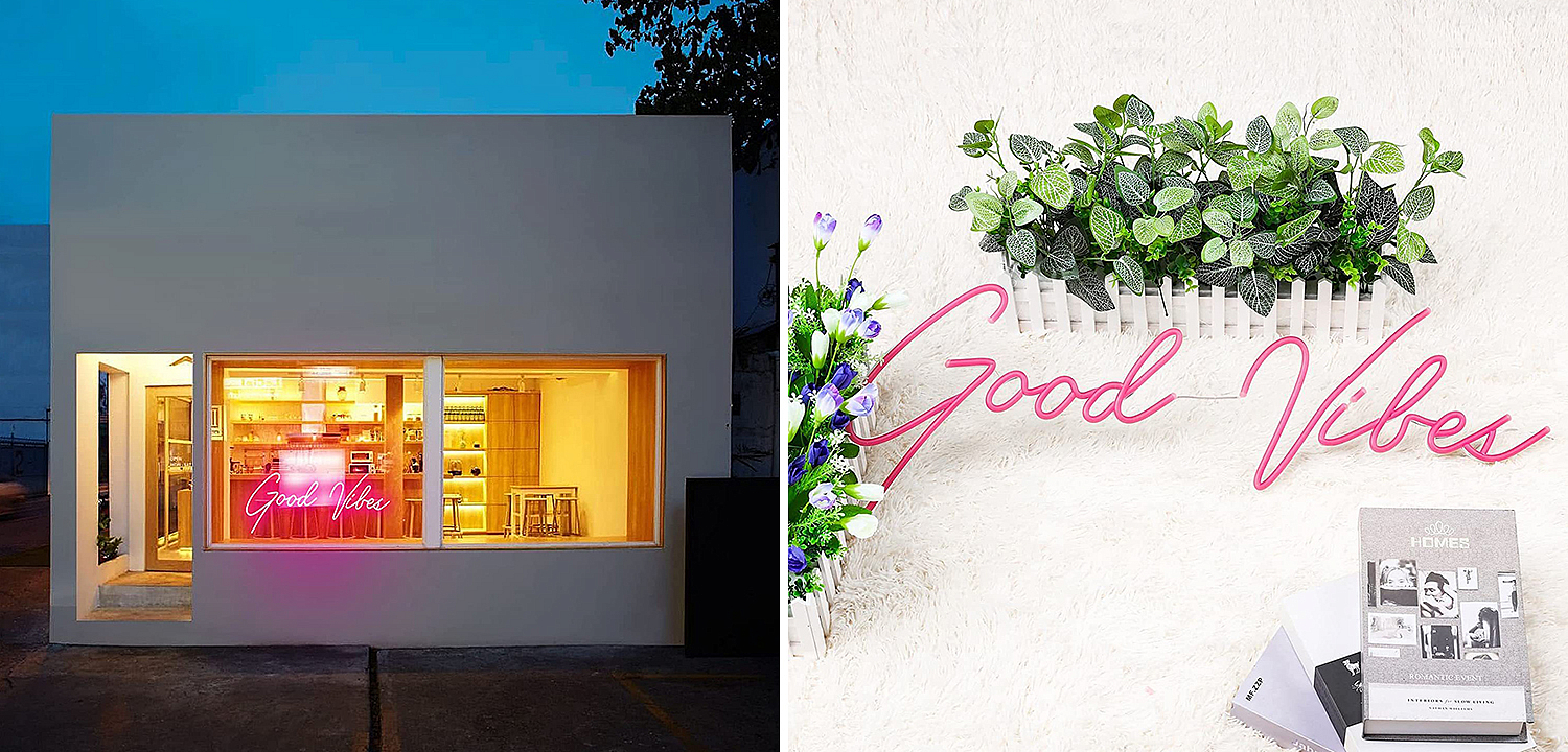 Неоновая настенная лампа Good Vibes Neon Wall Lamp Неоновая настенная лампа Good Vibes Neon Wall Lamp - Loft-Concept в Орле