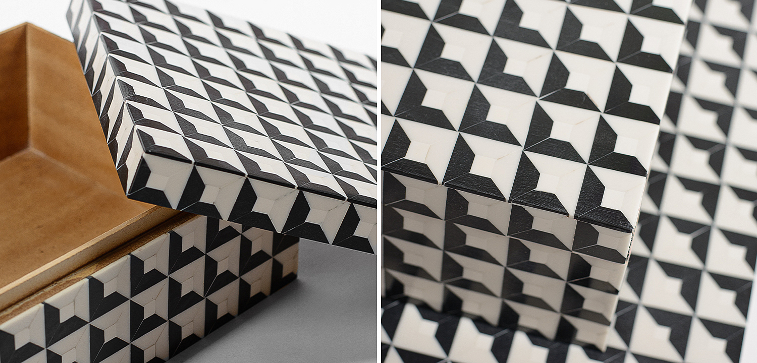 Комплект шкатулок Black White Square Bone Inlay Комплект шкатулок Black White Square Bone Inlay - Loft-Concept в Орле
