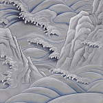 Обои ручная роспись Matsushima Waves Hokusai on Gun Metal dyed silk варинант исполнения - 2 | Loft Concept в Орле