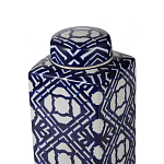 Ваза прямоугольной формы с крышкой и геометрическим узором в сине-белых цветах Blue & White Ornament  варинант исполнения - 2 | Loft Concept в Орле