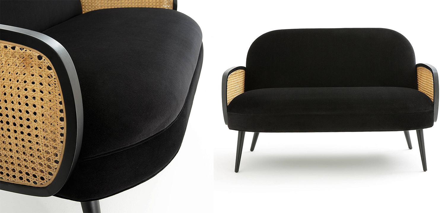 Диван Morten Wicker Black Sofa Черный Диван Morten Wicker Black Sofa Черный - Loft-Concept в Орле