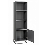 Стеллаж книжный цвета графит с 3-мя открытыми полками и дверкой Strict Lines варинант исполнения - 2 | Loft Concept в Орле