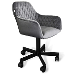 Стул с мягкой серой обивкой из велюра и подъемно-поворотным механизмом на черных колесиках Harper Gray варинант исполнения - 1 | Loft Concept в Орле