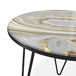 Стол журнальный c круглой столешницей из стекла серого цвета Gray and Gold Marble варинант исполнения - 3 | Loft Concept в Орле